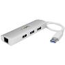 STARTECH 3 Port Portable USB 3.0 Hub plus GbE
